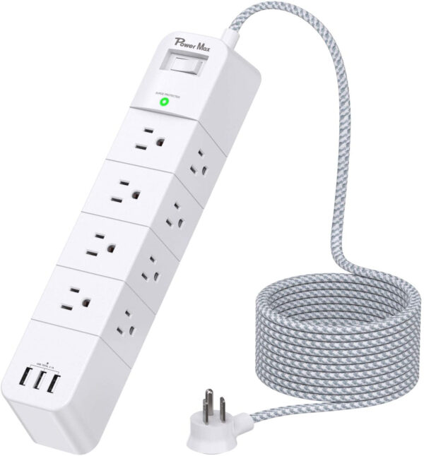 Addtam Hot Sale Smart Power Strip  3-Side Design 12 Outlet 3 USB  Surge Protector with a Switch  & a LED Indicator - Image 2