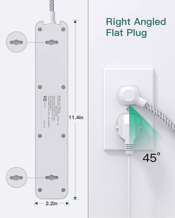Addtam Hot Sale Smart Power Strip  3-Side Design 12 Outlet 3 USB  Surge Protector with a Switch  & a LED Indicator - Image 3
