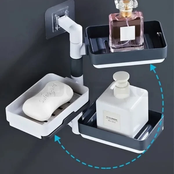 2/3/4layers Rotating Drain Soap Holder Bathroom Rack Wall Hanging Bathroom Soap Box Holder 3