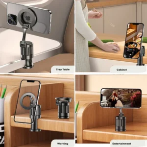 Magnetic Phone Clip Holder for Car Headrest - 360° Rotating, Adjustable Mount for MagSafe 1