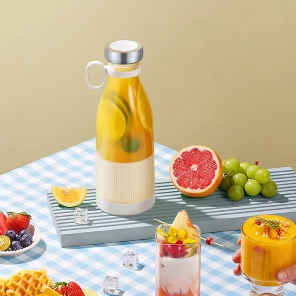 1pc Pink/White Portable USB Blender – Mini Juicer Bottle for Smoothies, Milkshakes & More 2