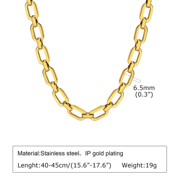 Bold and Minimalist Thick Chain Gold Plated Necklace with Oval Links for Timeless Feminine Elegance 3