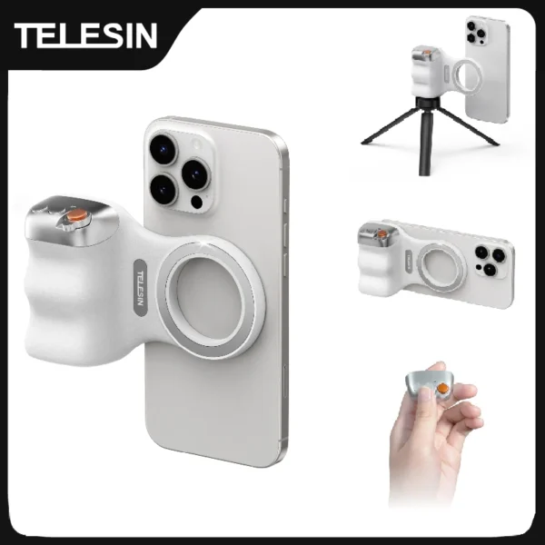 TELESIN Magnetic Phone Grip & Remote – Perfect for iPhone, Huawei, and Samsung Shooting 1